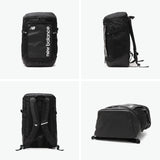 남성과 여성을위한 New Balance Backpack 대용량 학교 브랜드 New Balance Lightweight Box 모양의 세련된 소년 소녀 중학교 고등학교 고등학교 학생 물 기충 PC 14 인치 A4 B4 상단 로딩 백팩 35L Lab55614