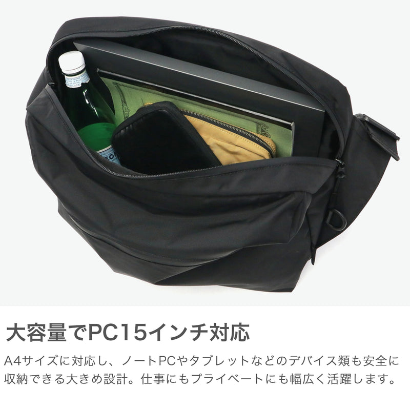 ノアール ショルダーバッグ メンズ レディース 大容量 大きめ A4 NoiR 斜めがけ かっこいい 大人 軽量 黒 ブラック ショルダー バッグ 斜めがけバッグ PC ノートPC コーデュラ レインカバー Luminous Shoulder N23002