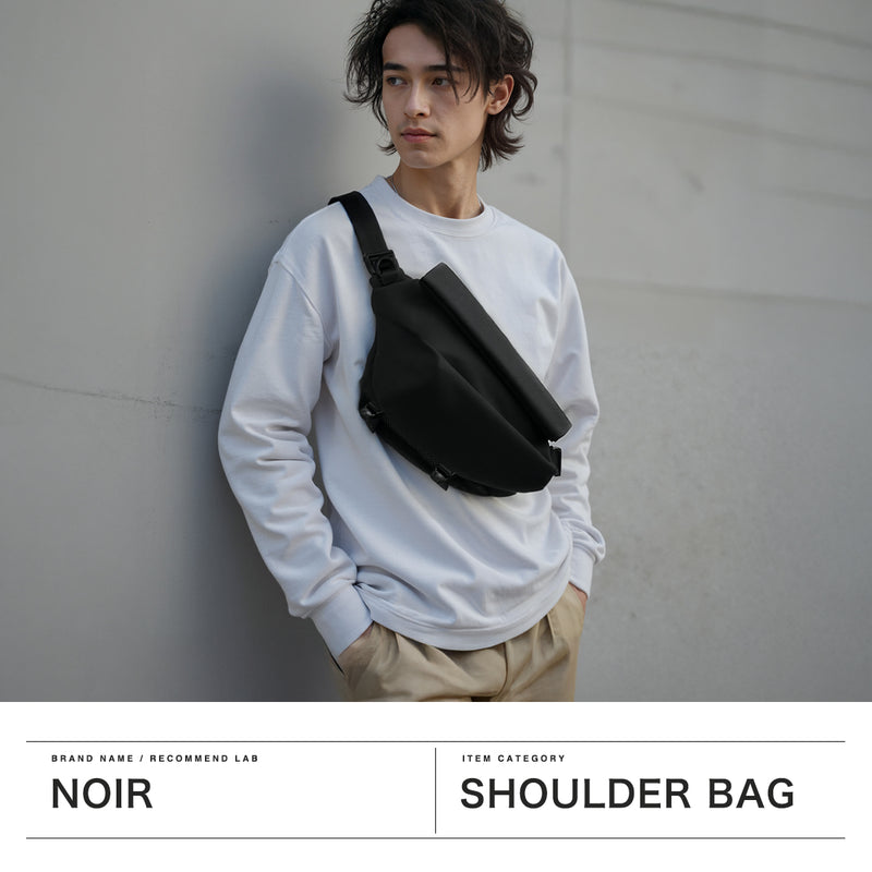 ノアール ショルダーバッグ メンズ レディース NoiR 小さめ 斜めがけ 軽量 大人 ブランド マグネット フラップ ショルダー 撥水 おしゃれ ワンショルダー ボディバッグ ハーフロールタイプ Hexa shoulder N24005