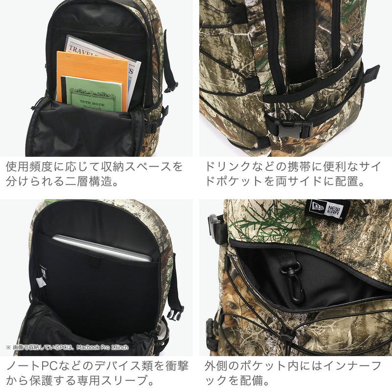 [Authorized Dealer] NEW ERA Backpack for Men and Women School New Era Bag Stylish Brand Casual Backpack PC A4 B4 28L Real Tree Camo Camouflage 2-layer High School Students College Students Backpack Cord Pack