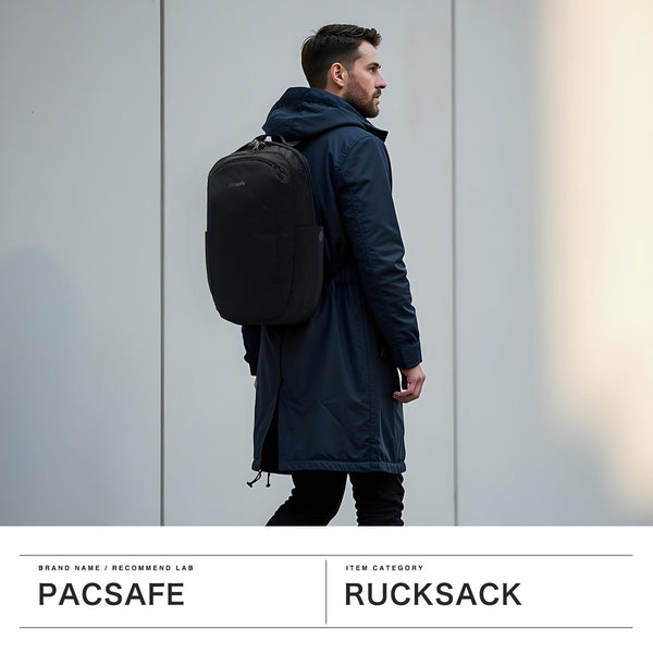 Pek Backpack Selamat untuk Lelaki dan Wanita, Pacsafe RFID Safe Backpack Jenama Besar Perniagaan Perniagaan Kasual Anti-Theft Anti-Skimming Security 26L 2 Layer A4 PC Penyimpanan 15 inci Ransel V26 V26