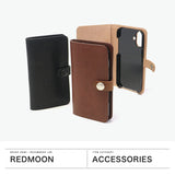 [Authorized Dealer] Red Moon Smartphone Case, Notebook Type, iPhone16Plus, REDMOON, iPhone, iPhone Case, Smartphone Cover, Genuine Leather, Leather, Saddle Leather, Mobile Case, Card Storage, Made in Japan, iPhone16Plus, Case, RM-IPC-16Plus