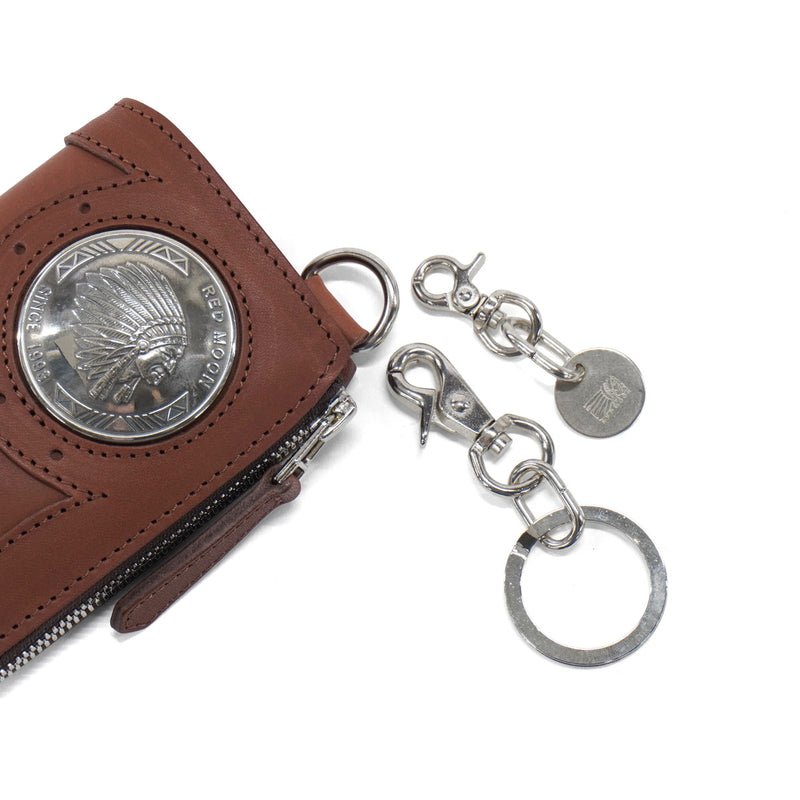 RED MOON　レッドムーン　二つ折り財布　レザー　本革　コンチョ　ブラウン 正規取扱店】 レッドムーン 財布 二つ折り財布 メンズ レディース