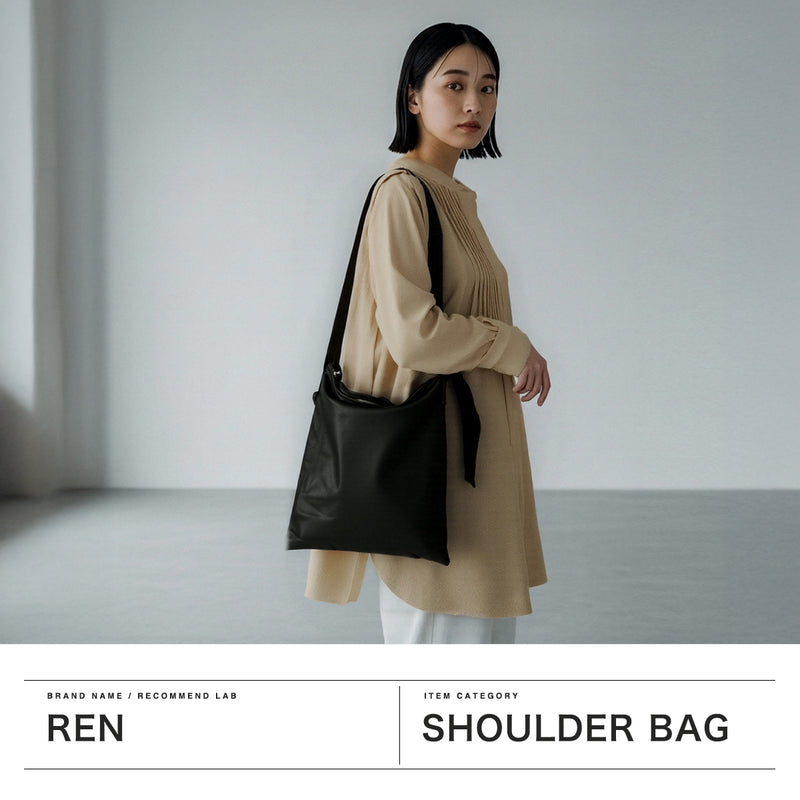REN ショルダーバッグ メンズ レディース ブランド レン バッグ カバン 斜めがけ 大人 軽量 A4 革 本革 縦型 やぎ革 ショルダーバッグ 斜めがけバッグ BARE ベアー bare zipスクエアショルダーS 1-11-30651