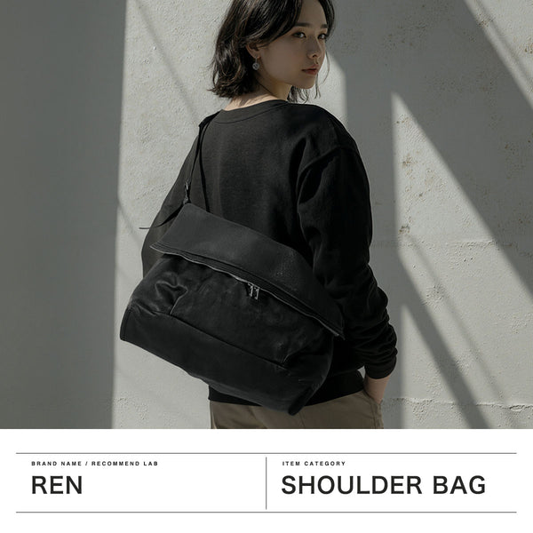 REN ショルダーバッグ レディース 大きめ 斜め掛け レン バッグ レザー カバン 大容量 大人 ブランド 革 本革 シンプル 肩掛け ショルダー カジュアル B4 HALLIE フラップポケットメッセンジャー 1-30-30451