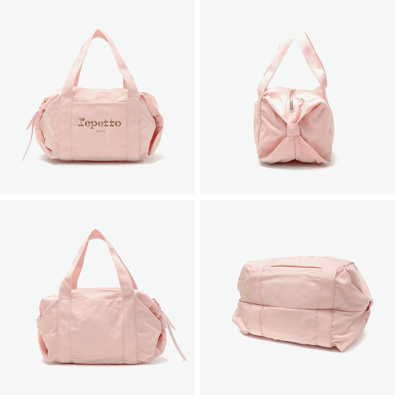 レペット ボストンバッグ レディース 小さめ ブランド Repetto バッグ 軽量 おしゃれ 可愛い かわいい カジュアル コンパクト ミニ ミニボストン ダッフルバッグ コットン ロゴ ワンポイント リボン 女性