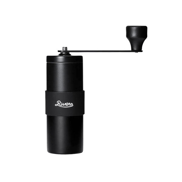 Rivers Coffee Mill Small Rivers 브랜드 야외 캠핑 커피 공장 매뉴얼 120ml 검은 실버 일본 손잡이 손잡이 굵은 분쇄 미세 연삭 콩 곡물 조절 가능한 곡물 크기 커피 그라인더 그릿 2 CF008