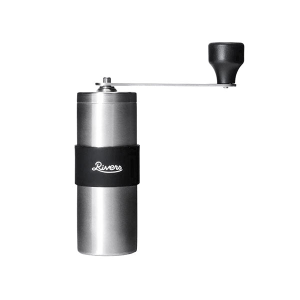Rivers Coffee Mill Small Rivers 브랜드 야외 캠핑 커피 공장 매뉴얼 120ml 검은 실버 일본 손잡이 손잡이 굵은 분쇄 미세 연삭 콩 곡물 조절 가능한 곡물 크기 커피 그라인더 그릿 2 CF008