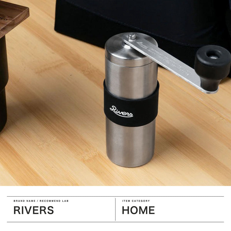 リバーズ コーヒーミル 小型 Rivers ブランド アウトドア キャンプ コーヒー ミル 手動 120ml ブラック シルバー 日本製 手挽き 粗挽き 細挽き 豆挽き 粒度調節 持ち運び コーヒーグラインダー グリット2 CF008