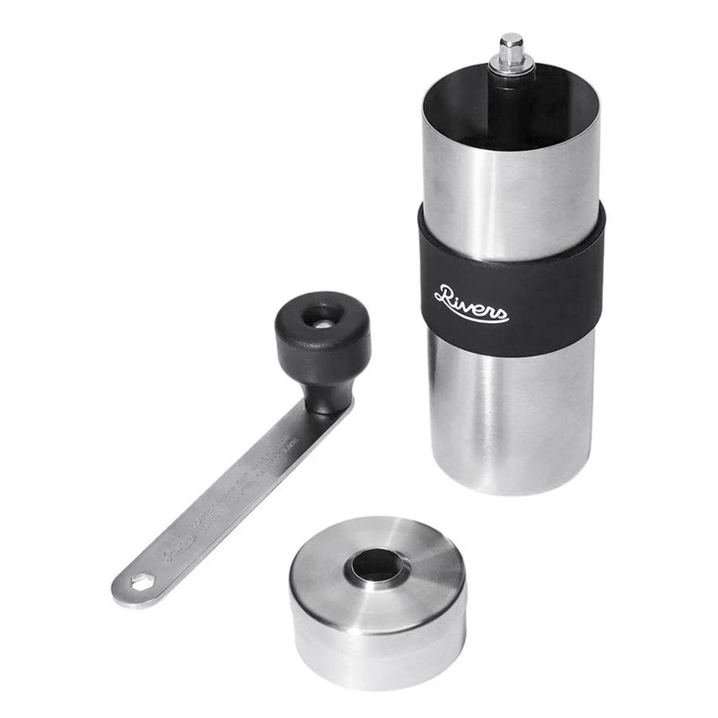 リバーズ コーヒーミル 小型 Rivers ブランド アウトドア キャンプ コーヒー ミル 手動 120ml ブラック シルバー 日本製 手挽き 粗挽き 細挽き 豆挽き 粒度調節 持ち運び コーヒーグラインダー グリット2 CF008