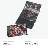 所作 コインケース メンズ レディース 革 Shosa ブランド 小銭入れ 小銭 薄い 薄型 コンパクト スリム 財布 ミニ財布 小さい 軽量 軽い かぶせ カード 本革 レザー 花 花柄 三つ折り 日本製 刺繍模様