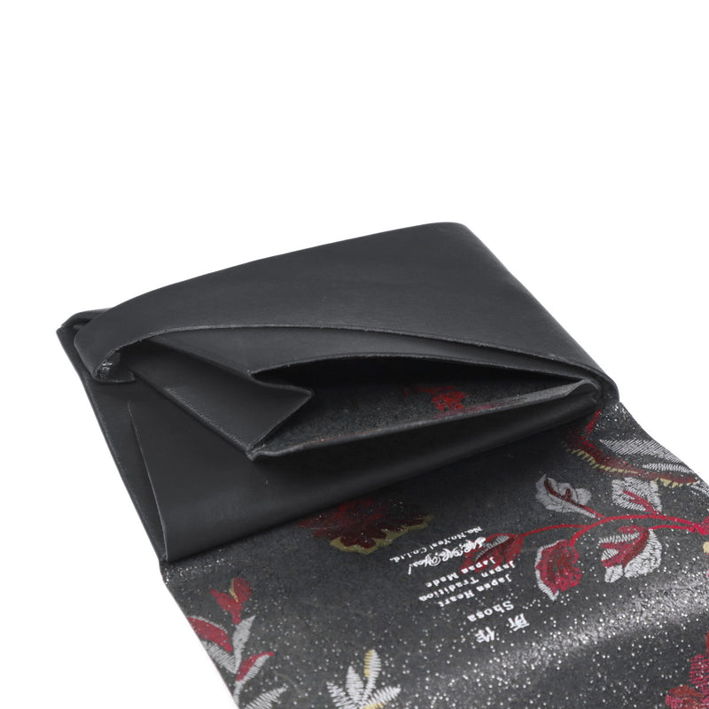 所作 財布 メンズ レディース Shosa 三つ折り 3つ折り ブランド 薄い 薄型 コンパクト 小銭入れ サイフ 折財布 ウォレット 革 本革 革財布 レザー 日本製 花 花柄 和 刺繍模様 ショートウォレット1.0