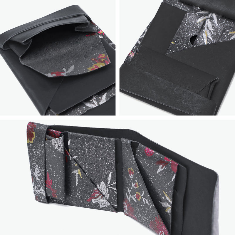 所作 財布 メンズ レディース Shosa 三つ折り 3つ折り ブランド 薄い 薄型 コンパクト 小銭入れ サイフ 折財布 ウォレット 革 本革 革財布 レザー 日本製 花 花柄 和 刺繍模様 ショートウォレット2.0