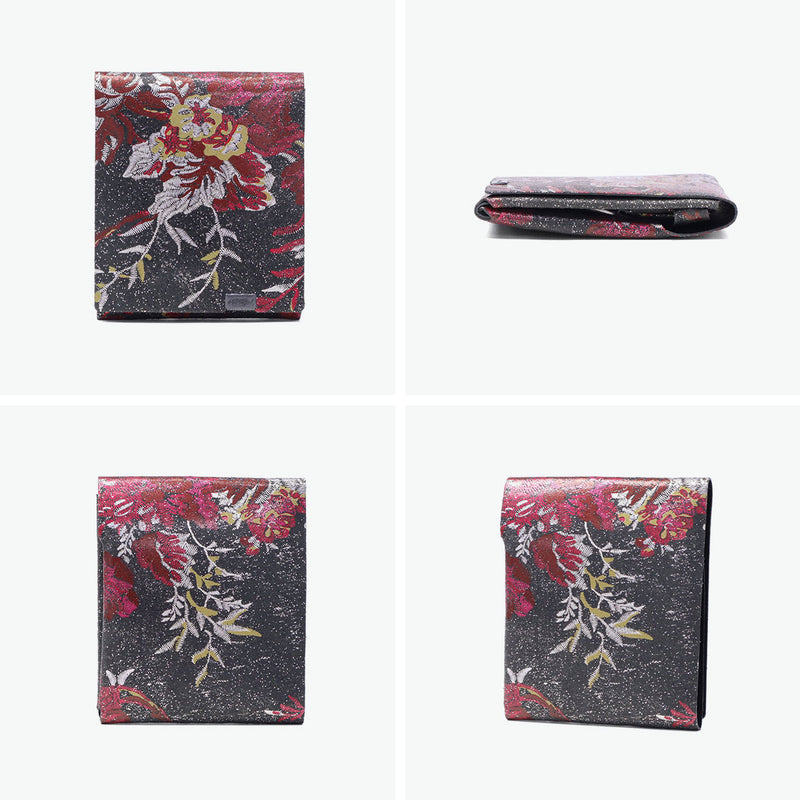 所作 財布 メンズ レディース Shosa 三つ折り 3つ折り ブランド 薄い 薄型 コンパクト 小銭入れ サイフ 折財布 ウォレット 革 本革 革財布 レザー 日本製 花 花柄 和 刺繍模様 ショートウォレット2.0