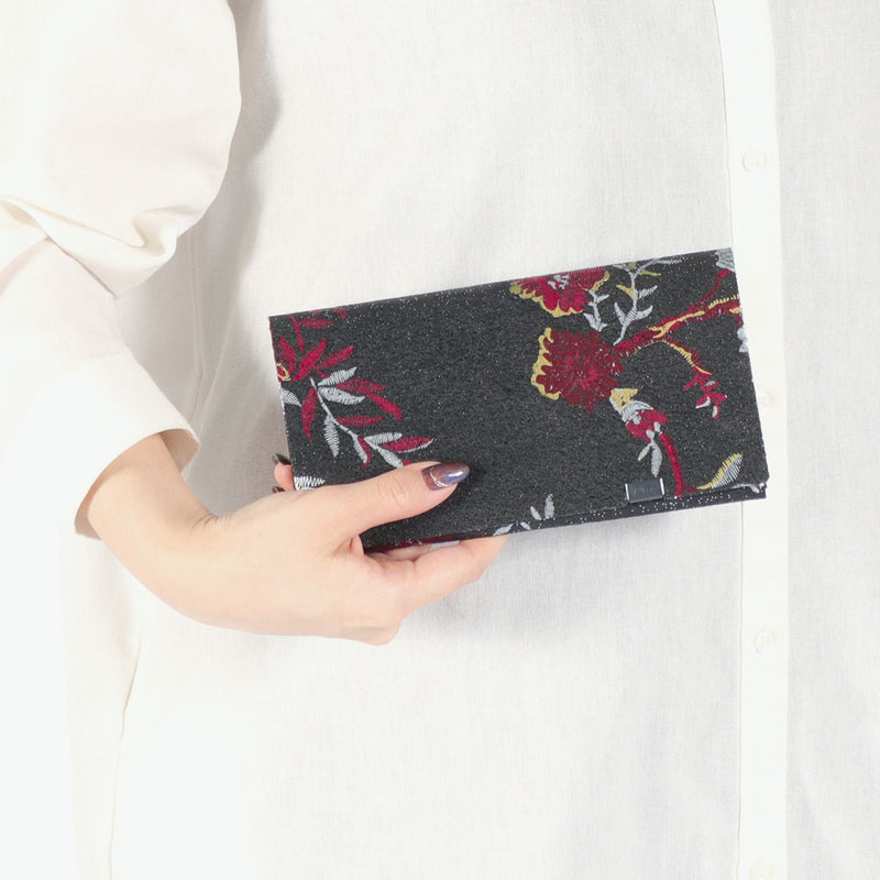 所作 長財布 メンズ レディース 薄い Shosa かぶせ ブランド 本革 革 レザー 牛革 日本製 革財布 財布 サイフ 小銭入れ 軽量 おしゃれ 花 花柄 和 経年変化 シンプル ユニセックス 刺繍模様 ロングウォレット