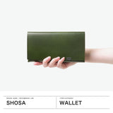 所作 長財布 メンズ レディース Shosa 小銭入れ かぶせ フラップ ブランド 本革 革 レザー 牛革 おしゃれ 財布 森半 ロビココ サステナブル シンプル 日本製 一枚革 贈り物 和 抹茶 ロングウォレット