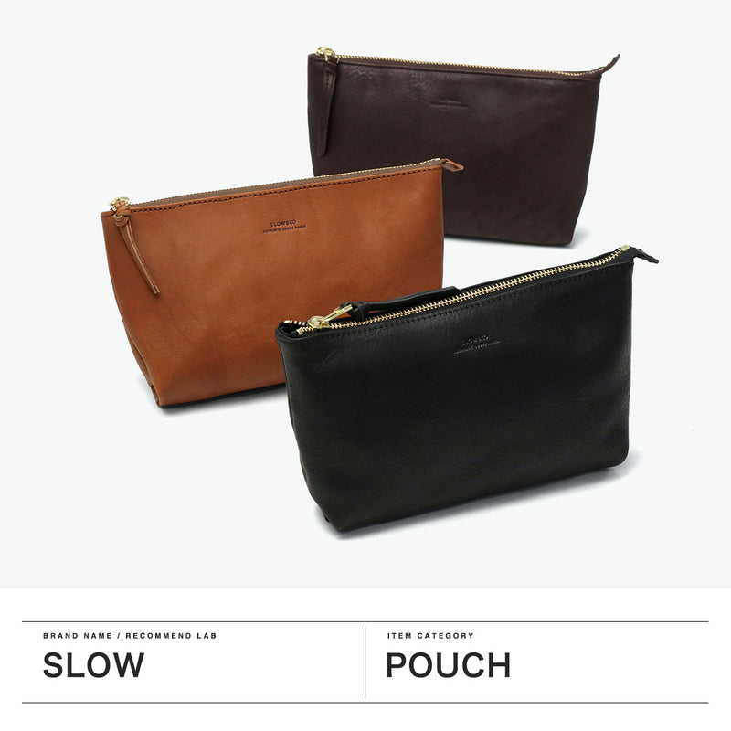SLOW ポーチ メンズ レディース 小物入れ ブランド レザー Mサイズ スロウ マチ付き マチ 革 本革 おしゃれ シンプル ギフト プレゼント ファスナー 黒 日本製 bono Pouch M 300S17C