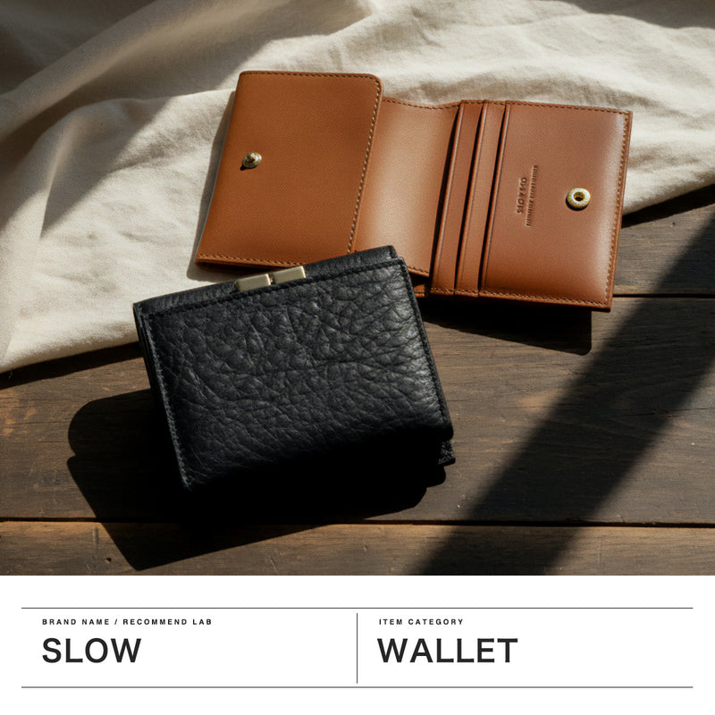 SLOW 二つ折り財布 メンズ レディース ブランド スロウ 財布 本革 小さい 小さめ 小銭入れあり ミニ財布 コンパクト 軽量 軽い レザー 牛革 がま口 日本製 bono clasp mini wallet 333S130L