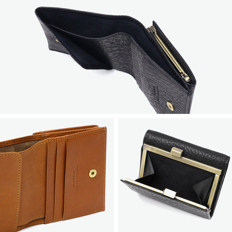 SLOW 二つ折り財布 メンズ レディース ブランド スロウ 財布 本革 小さい 小さめ 小銭入れあり ミニ財布 コンパクト 軽量 軽い レザー 牛革 がま口 日本製 bono clasp mini wallet 333S130L