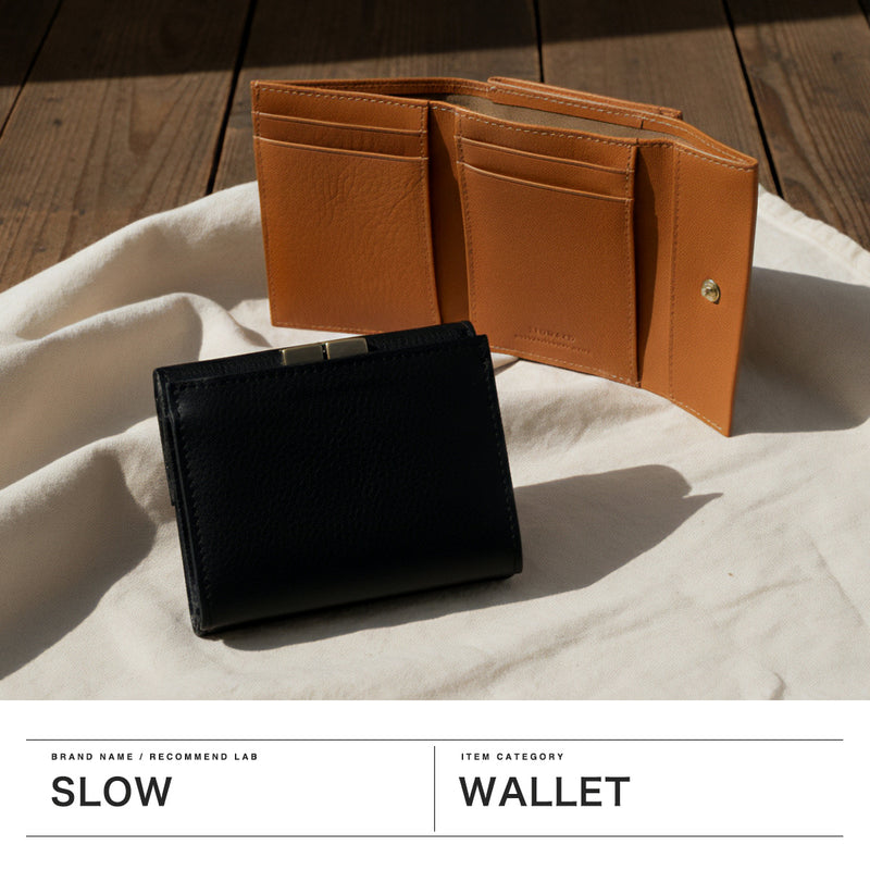 SLOW 三つ折り財布 メンズ レディース ブランド がま口 スロウ 財布 本革 小さい 小さめ 小銭入れあり ミニ財布 コンパクト 軽量 軽い レザー 牛革 ウォレット 日本製 bono clasp trifold wallet 333S131L