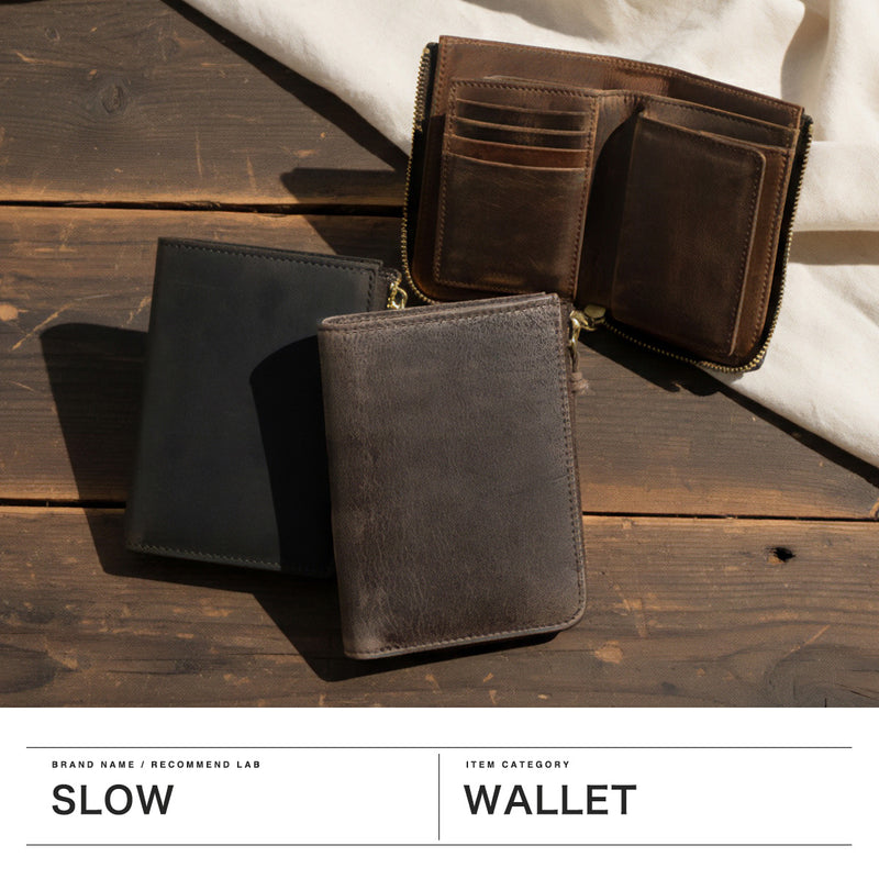 SLOW 二つ折り財布 メンズ レディース ブランド box型小銭入れ スロウ 財布 L字ファスナー ジップ 本革 小銭入れあり 軽量 軽い レザー クーズー革 日本製 kudu Lzip short wallet 333S82I