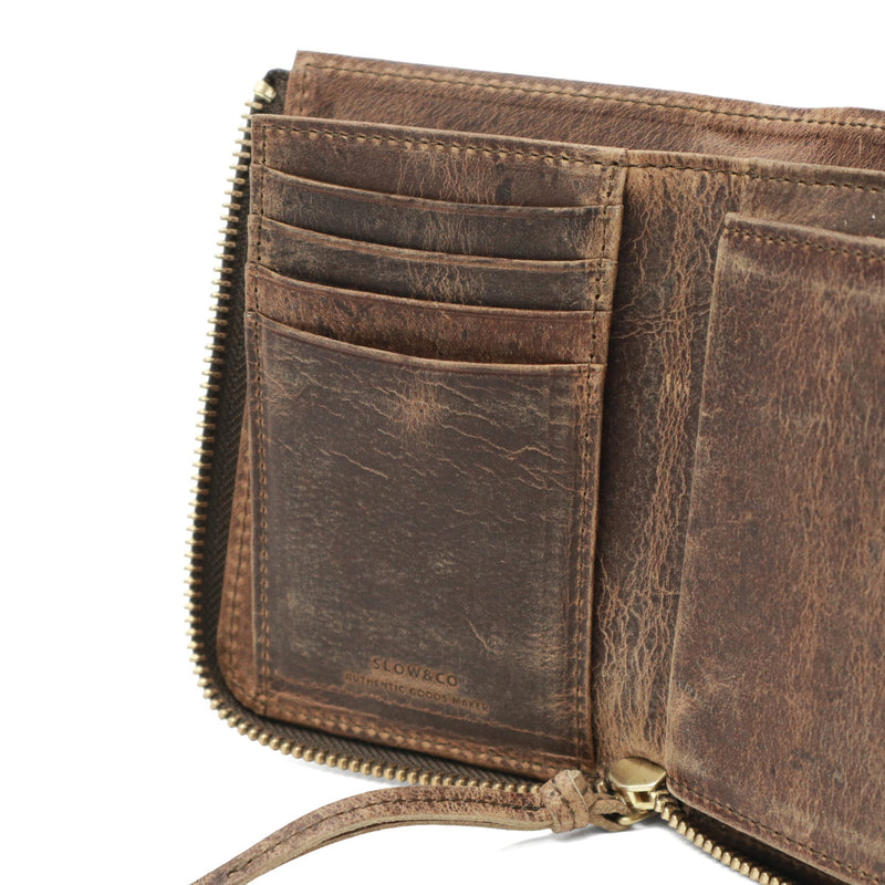SLOW 二つ折り財布 メンズ レディース ブランド box型小銭入れ スロウ 財布 L字ファスナー ジップ 本革 小銭入れあり 軽量 軽い レザー クーズー革 日本製 kudu Lzip short wallet 333S82I