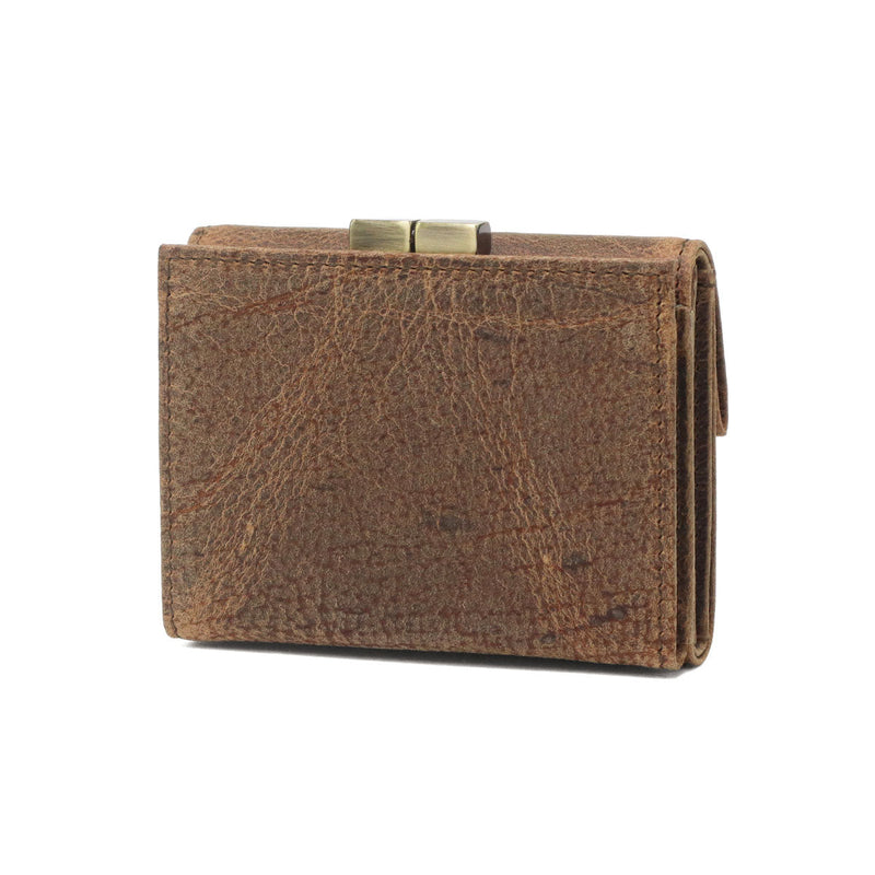 SLOW 三つ折り財布 メンズ レディース ブランド がま口 スロウ 財布 本革 小さい 小さめ 小銭入れあり ミニ財布 コンパクト 軽量 軽い レザー クーズー革 ウォレット 日本製 kudu clasp trifold wallet 333S135L