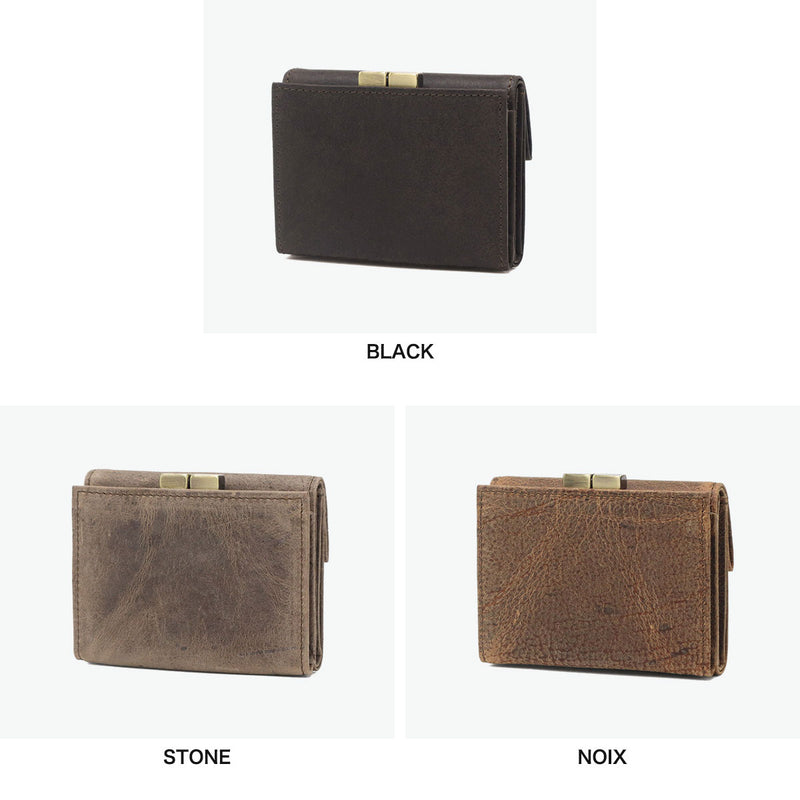 SLOW 三つ折り財布 メンズ レディース ブランド がま口 スロウ 財布 本革 小さい 小さめ 小銭入れあり ミニ財布 コンパクト 軽量 軽い レザー クーズー革 ウォレット 日本製 kudu clasp trifold wallet 333S135L
