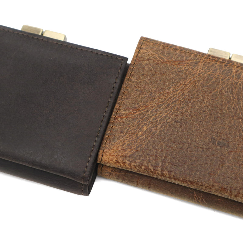 SLOW 三つ折り財布 メンズ レディース ブランド がま口 スロウ 財布 本革 小さい 小さめ 小銭入れあり ミニ財布 コンパクト 軽量 軽い レザー クーズー革 ウォレット 日本製 kudu clasp trifold wallet 333S135L