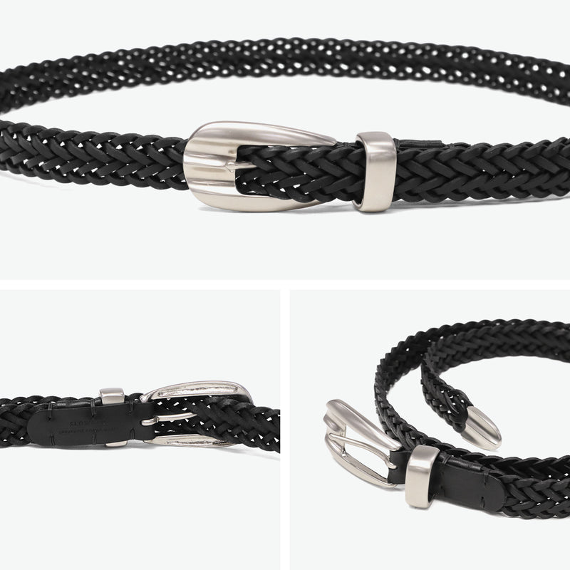 SLOW ベルト メンズ レディース スロウ ブランド カジュアル 本革 革 レザー レザーベルト レザーメッシュベルト メッシュ おしゃれ 細め 革ベルト 革小物 編み上げ バックル 日本製 herbie mesh belt HS90P