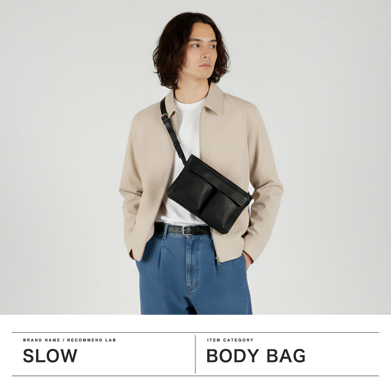 SLOW ボディバッグ メンズ レディース スロウ バッグ 本革 革 レザー ブランド 小さめ コンパクト スモール 軽量 斜めがけ ショルダー かっこいい おしゃれ シンプル 横型 日本製 A5 Cb Helmet Body Bag 858S73R