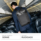 Sonne Backpack for Men Black Brand Sonne Simple Casual Stylish 비즈니스 통근 배낭 비즈니스 배낭 통근 비즈니스 출장 2 레이어 확장 워터 리펠트 A4 B4 PC 15 인치 스타 전단지 백팩 SOSF003