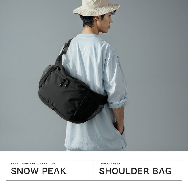 Beg bahu puncak salji untuk lelaki dan wanita, beg crossbody jenama ringan Snow Peak Bag kasual Crossbody Crossbody Crossbody Besar Bergaya Nylon Water Repellent 19L A4 Everyway Gunakan beg bahu tengah AC-25SU403