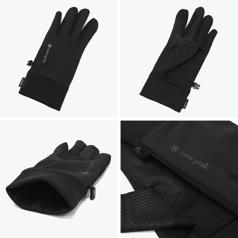 スノーピーク 手袋 メンズ レディース 防寒 スマホ snow peak グローブ フリース ストレッチ 伸縮 スマホ対応 防風 アウトドア 秋冬 シンプル ロゴ 暖かい 薄い おしゃれ ブランド Polartec Power Stretch Gloves AC-25AU019