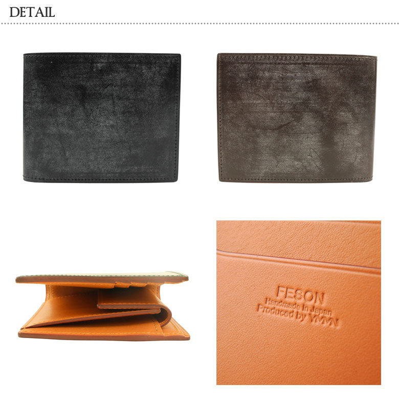 Feson Feson Bi-fold Wallet Bridle Cutting Men's Leather Genuine Leather Coin purse ST01-002 [Free Shipping]