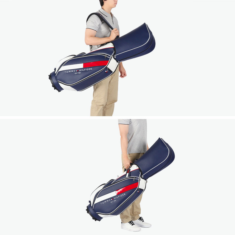 トミー ヒルフィガー ゴルフ キャディバッグ メンズ レディース TOMMY HILFIGER GOLF おしゃれ 9.0型 9型 46インチ 5分割 軽量 カート カート型 合皮 キャディ バッグ カートキャディバッグ ベーシック THMG4SC5