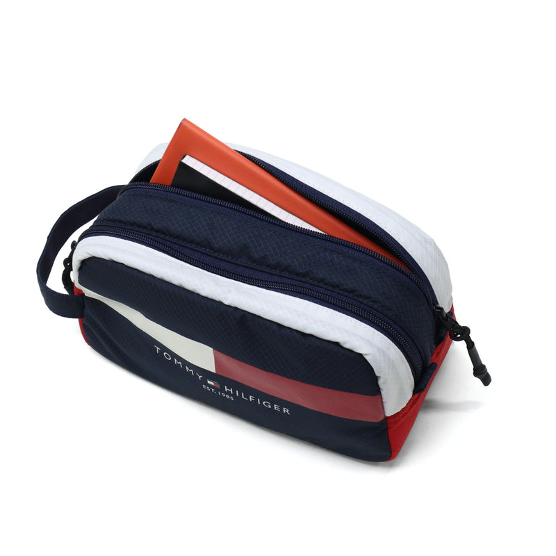 トミー ヒルフィガー ゴルフ ポーチ メンズ レディース 大きめ 小物入れ ブランド マチあり TOMMY HILFIGER GOLF マチ マチ付き おしゃれ 小物 入れ ラウンドポーチ 2層 シグネチャーポーチ THMG4SEB