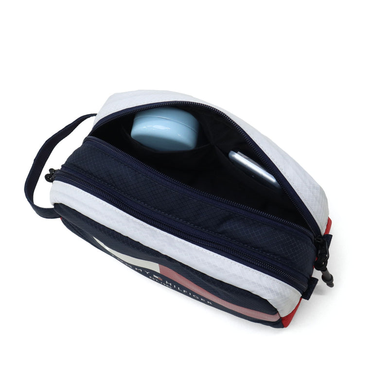 トミー ヒルフィガー ゴルフ ポーチ メンズ レディース 大きめ 小物入れ ブランド マチあり TOMMY HILFIGER GOLF マチ マチ付き おしゃれ 小物 入れ ラウンドポーチ 2層 シグネチャーポーチ THMG4SEB