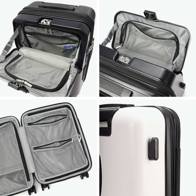 【正規品3年保証】 トラベリスト スーツケース 機内持ち込み Sサイズ フロントオープン TRAVELIST ワンタッチ トップオープン 拡張 軽量 ストッパー スマホスタンド ドリンクホルダー TSAロック 35～43L 4～5泊 ファースト