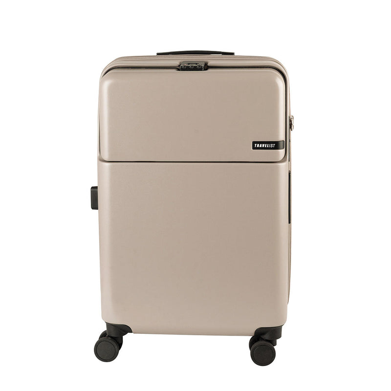 【正規品3年保証】 トラベリスト スーツケース Mサイズ フロントオープン TRAVELIST ワンタッチ トップオープン 拡張 軽量 ストッパー スマホスタンド ドリンクホルダー TSAロック 51～61L 5～6泊 ファースト