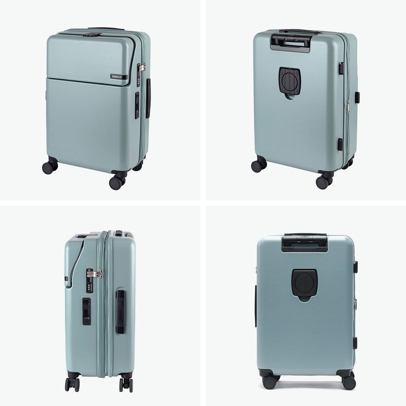 【正規品3年保証】 トラベリスト スーツケース Mサイズ フロントオープン TRAVELIST ワンタッチ トップオープン 拡張 軽量 ストッパー スマホスタンド ドリンクホルダー TSAロック 51～61L 5～6泊 ファースト