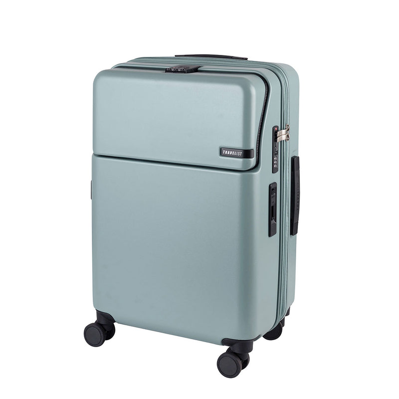 【正規品3年保証】 トラベリスト スーツケース Mサイズ フロントオープン TRAVELIST ワンタッチ トップオープン 拡張 軽量 ストッパー スマホスタンド ドリンクホルダー TSAロック 51～61L 5～6泊 ファースト