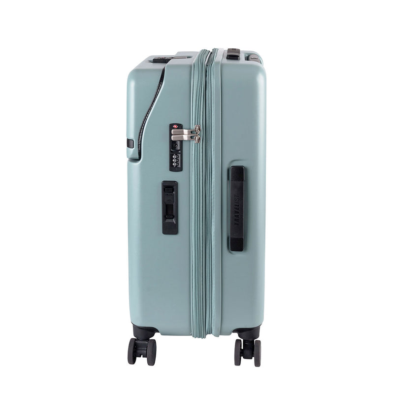 【正規品3年保証】 トラベリスト スーツケース Mサイズ フロントオープン TRAVELIST ワンタッチ トップオープン 拡張 軽量 ストッパー スマホスタンド ドリンクホルダー TSAロック 51～61L 5～6泊 ファースト