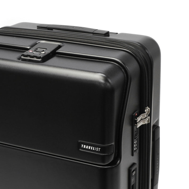 【正規品3年保証】 トラベリスト スーツケース Mサイズ フロントオープン TRAVELIST ワンタッチ トップオープン 拡張 軽量 ストッパー スマホスタンド ドリンクホルダー TSAロック 51～61L 5～6泊 ファースト