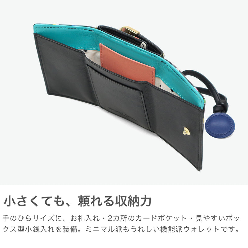 ツモリチサト 財布 レディース コンパクト tsumori chisato CARRY ブランド 三つ折り ミニ財布 かわいい 三つ折り財布 レザー 羊革 おしゃれ ドット柄 ネコ 猫 ねこ BOX型小銭入れ 日本製 てんてん 57930