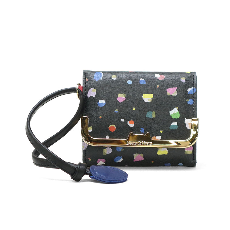 ツモリチサト 財布 レディース コンパクト tsumori chisato CARRY ブランド 三つ折り ミニ財布 かわいい 三つ折り財布 レザー 羊革 おしゃれ ドット柄 ネコ 猫 ねこ BOX型小銭入れ 日本製 てんてん 57930