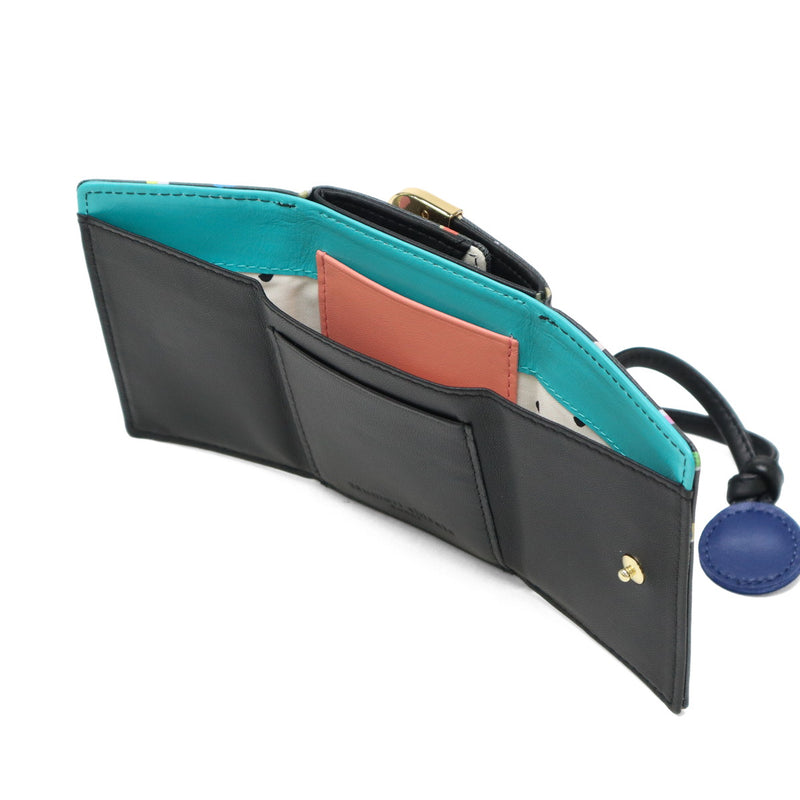ツモリチサト 財布 レディース コンパクト tsumori chisato CARRY ブランド 三つ折り ミニ財布 かわいい 三つ折り財布 レザー 羊革 おしゃれ ドット柄 ネコ 猫 ねこ BOX型小銭入れ 日本製 てんてん 57930
