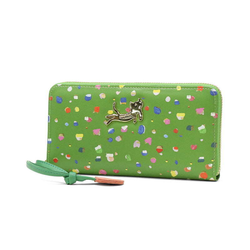 ツモリチサト 長財布 レディース tsumori chisato CARRY 財布 ブランド かわいい レザー 本革 羊革 ラウンドファスナー おしゃれ 大人 ドット柄 ネコ 猫 ねこ ストラップ付 日本製 てんてん RF長財布 57931
