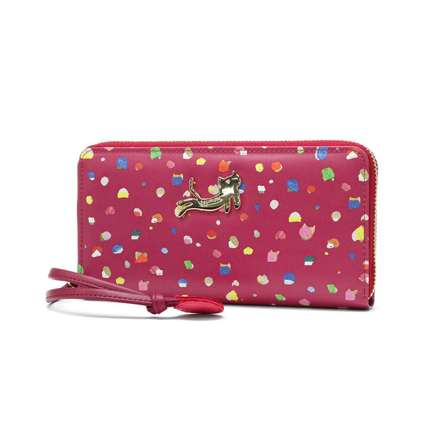 ツモリチサト 長財布 レディース tsumori chisato CARRY 財布 ブランド かわいい レザー 本革 羊革 ラウンドファスナー おしゃれ 大人 ドット柄 ネコ 猫 ねこ ストラップ付 日本製 てんてん RF長財布 57931