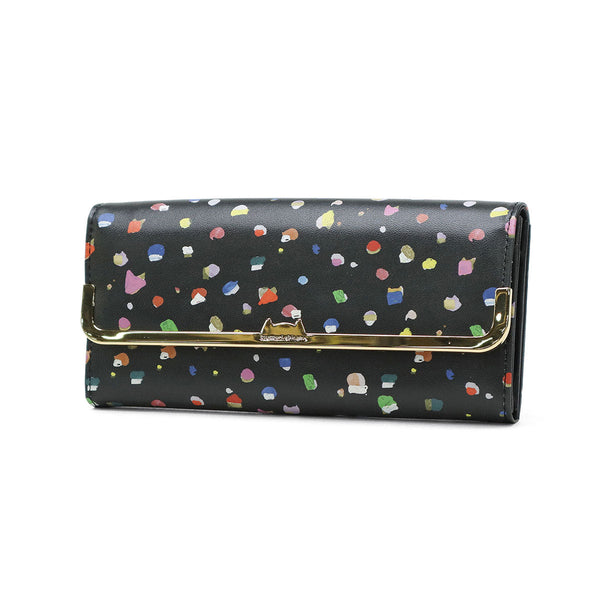 ツモリチサト 長財布 レディース tsumori chisato CARRY 財布 ブランド かわいい レザー 本革 羊革 かぶせ フラップ おしゃれ 大人 ドット柄 ネコ 猫 ねこ ペイント 日本製 てんてん フラップ長財布 57932